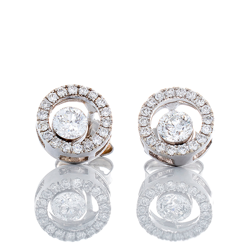 0.46ctw Floating Diamond Halo Studs 10k White Gold