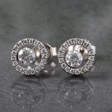 Load image into Gallery viewer, 0.46ctw Floating Diamond Halo Studs 10k White Gold
