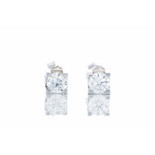 Load image into Gallery viewer, 0.40ctw Round Brilliant Solitaire Studs Square 4 Claw Block Setting 14k White Gold

