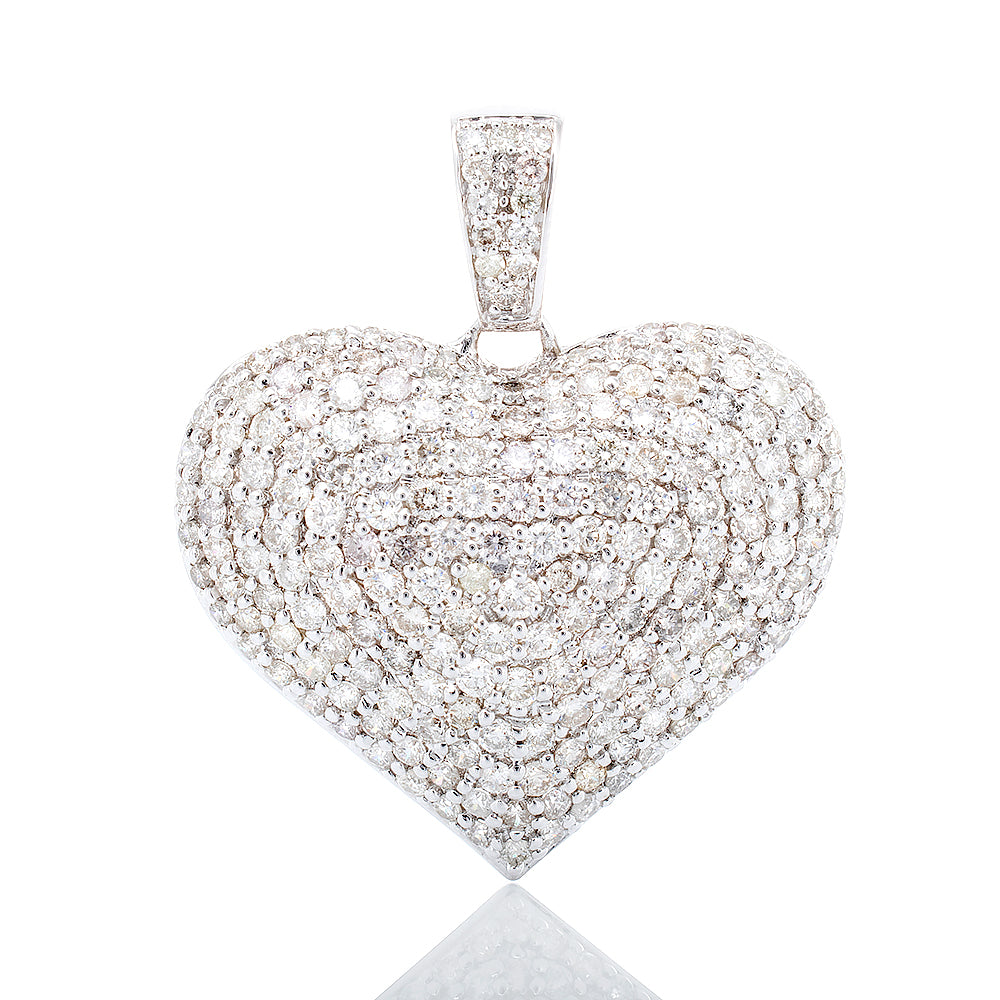 3.25ctw Large Diamond Puff Heart Pendant