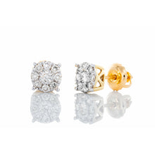 Load image into Gallery viewer, 0.34ctw Round Imperial Cluster Diamond Studs 14kt Gold
