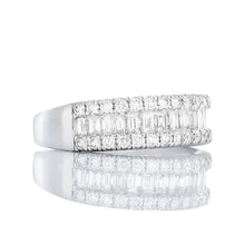 Load image into Gallery viewer, 1.15CTW Three Row Diamond Band With Baguette Center

