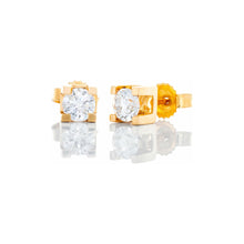 Load image into Gallery viewer, 0.50ctw Round Brilliant Solitaire Studs Square 4 Claw Block Setting 14k Gold
