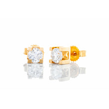 Load image into Gallery viewer, 0.33ctw Round Brilliant Canadian Solitaire Studs Square 4 Claw Block Setting 14k Gold
