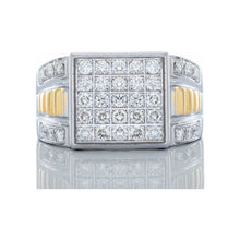 Load image into Gallery viewer, 1.00ctw Square Diamond Forefront with Two Row Diamond Shoulders Raised Grooved Center 10kt White Gold
