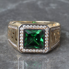 Load image into Gallery viewer, Syn. Emerald And Greek Key Shoulder Ring
