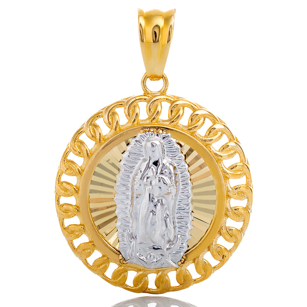 Mother Mary Medallion with Cuban Link Border