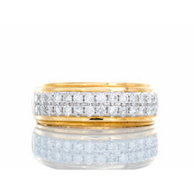 Load image into Gallery viewer, 1.16ctw Two Row Diamond Pave Center High Polished Grooved Sides 10k Gold
