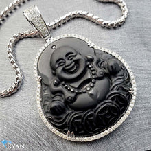 Load image into Gallery viewer, 1.90ctw XL Obsidian Buddha with Diamond Frame
