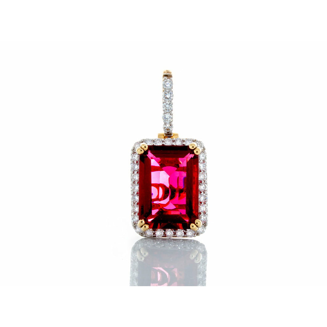 1.00ctw Diamond Frame with Synthetic Ruby 14k Gold