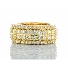Load image into Gallery viewer, 2.50ctw Four Row Shared Prong Set Diamond Band Two Raised Center Rows 10k Gold

