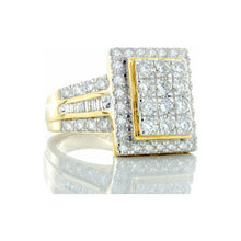Load image into Gallery viewer, 1.50ctw Rectangle Forefront with Halo  Channel Set Baguette &amp; Two Row Round Pave Shoulders 10k YellowGold
