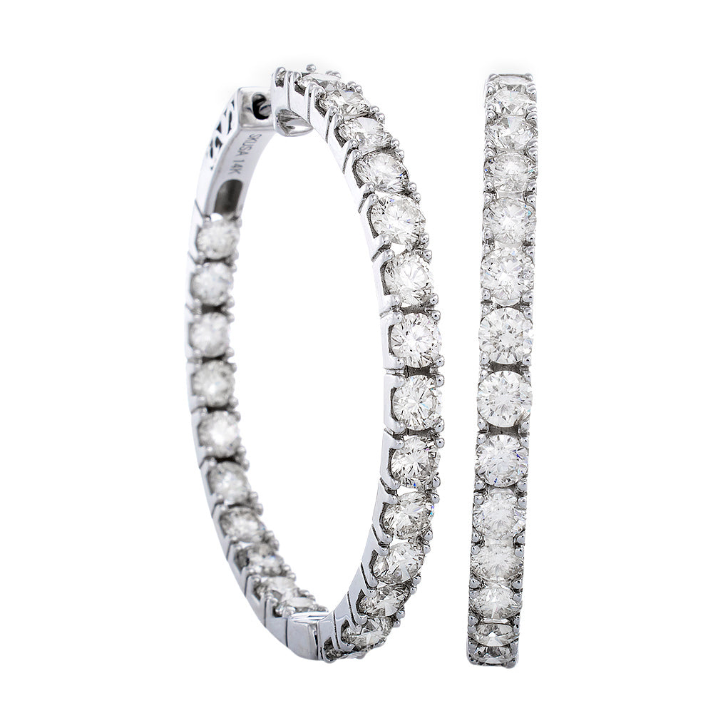 5.00ctw Inside-out Diamond Hoops with Lock Back 14k White Gold