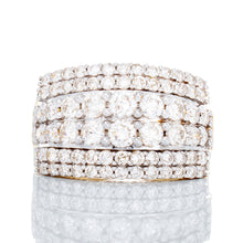 Load image into Gallery viewer, 1.50ctw Six Row Diamond Dome Band with Raised Center 10k  Gold

