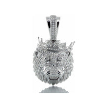 Load image into Gallery viewer, 0.85ctw Diamond Lion Head with Crown 10k White Gold
