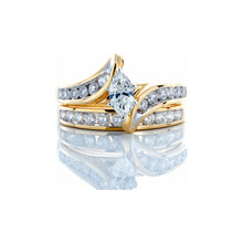Load image into Gallery viewer, 1.00ctw Marquise Solitaire Center, Channel Set Shoulder &amp; Matching Band Bridal Set 14k Gold
