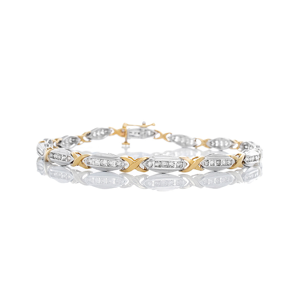 1.00ctw Alternating Diamond Channel Set Oval Links & Yellow Gold Infinity Links 10k Yellow & White Gold