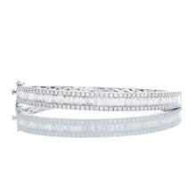 Load image into Gallery viewer, 2.75ctw Baguette Channel Set Center Round Diamond Edge Bangle 14k White Gold
