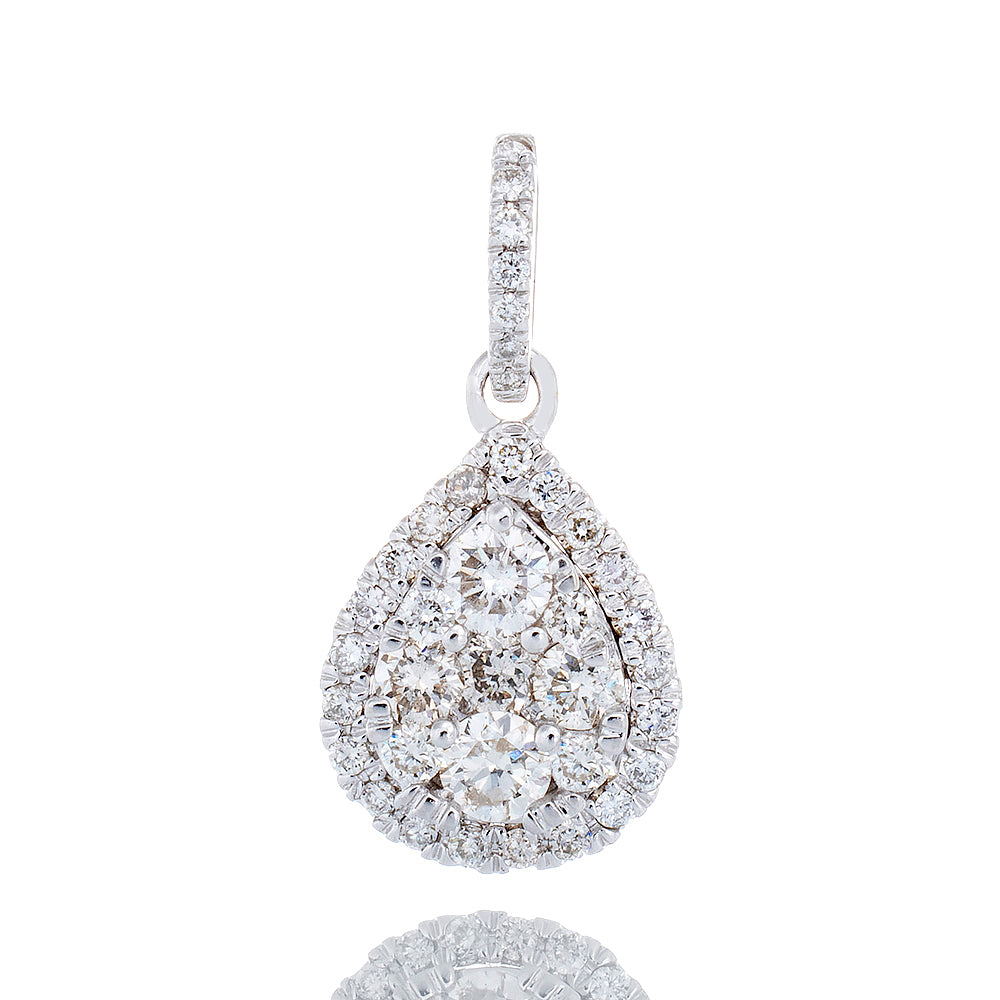 0.50ctw Imperial Pear Cluster with Halo 14k White Gold