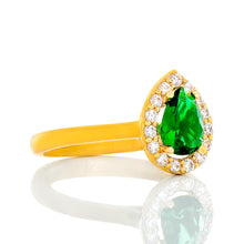 Load image into Gallery viewer, Synthetic Emerald With CZ Ring
