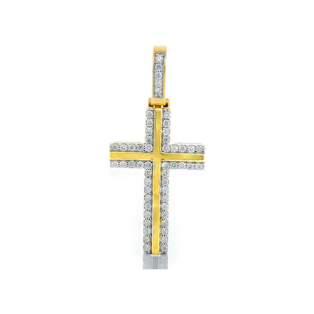 0.50ctw Diamond Cross with High Polished Center 10k Gold