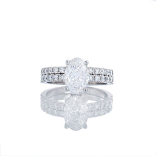Load image into Gallery viewer, 2.17ctw Oval Diamond Solitaire Pave Shoulders &amp; Matching Wedding Band 14k White Gold
