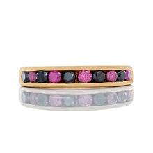 Load image into Gallery viewer, 0.75ctw Alternating Black &amp; Pink Channel Set Diamond Band
