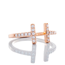 Load image into Gallery viewer, 0.20ctw Double T Wire Band 14k Rose Gold
