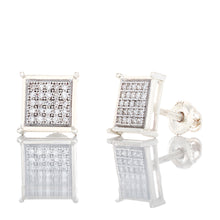 Load image into Gallery viewer, 0.10ctw Square Micro Pave Diamond Studs 10k White Gold
