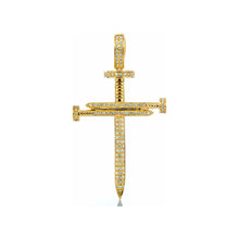 Load image into Gallery viewer, 1.05ctw Diamond Nail Cross 10k Gold
