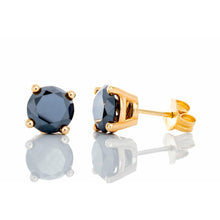 Load image into Gallery viewer, 1.95ctw Round Black Diamond Solitaire Studs 14kt Gold
