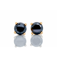 Load image into Gallery viewer, 2.45ctw Round Black Diamond Solitaire Studs 14kt Gold
