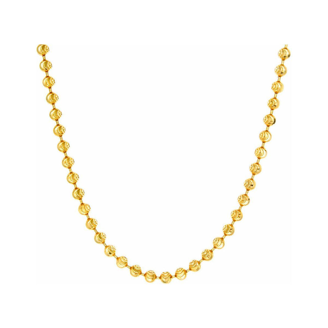 4mm Diamond Cut Moon Ball & Bar Link Chain 22 Inches 14k Gold