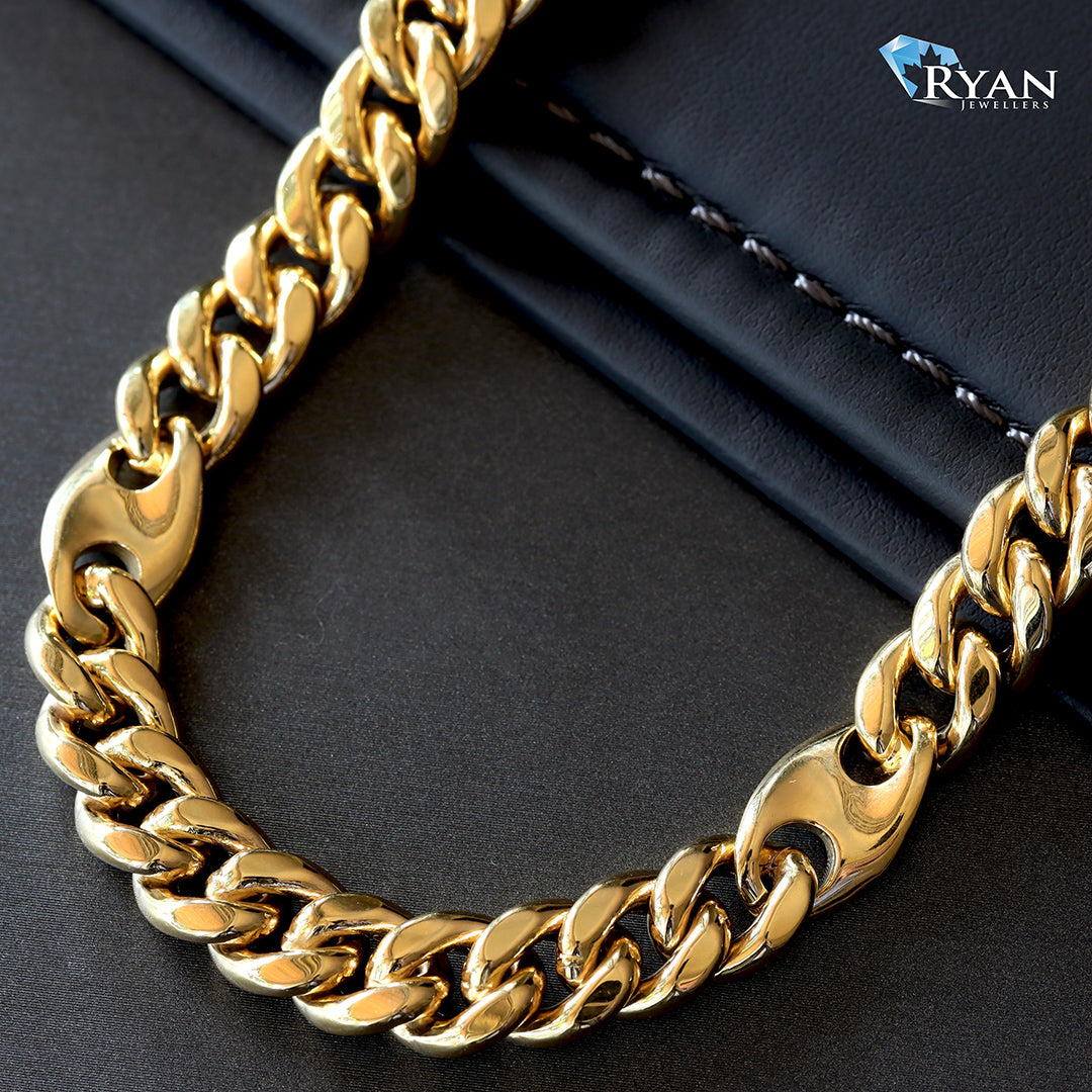 CHAIN GY 10K 24 INCH MIAMI CUBAN & Coffee Bean PUFF HOLLOW CHAIN GY 10K 24 INCH MIAMI CUBAN & Coffee Bean PUFF HOLLOW
