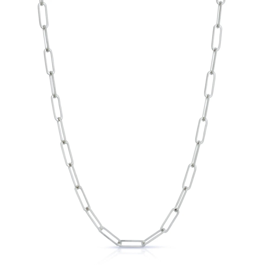 3mm Paperclip Chain 22 Inches 14k White Gold