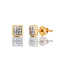 Load image into Gallery viewer, 0.05ctw Micro Pave Soft Square Diamond Studs 10k Gold
