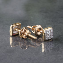 Load image into Gallery viewer, 0.05ctw Micro Pave Soft Square Diamond Studs 10k Gold

