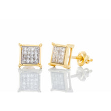 Load image into Gallery viewer, 0.10ctw 4x4 Square Micro Pave Diamond Studs 10kt Gold
