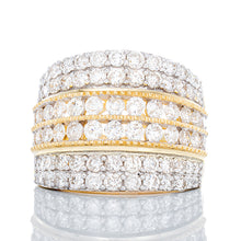 Load image into Gallery viewer, 2.00ctw Wide Six Row Diamond Band with Beaded Edge Accents 10k Yellow Gold
