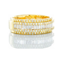 Load image into Gallery viewer, 1.95ctw Baguette Center Five Row Diamond Band with Raised Three Rows 10k Gold
