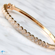 Load image into Gallery viewer, 1.15ctw Round Diamond Halo Bangle 14k Yellow Gold

