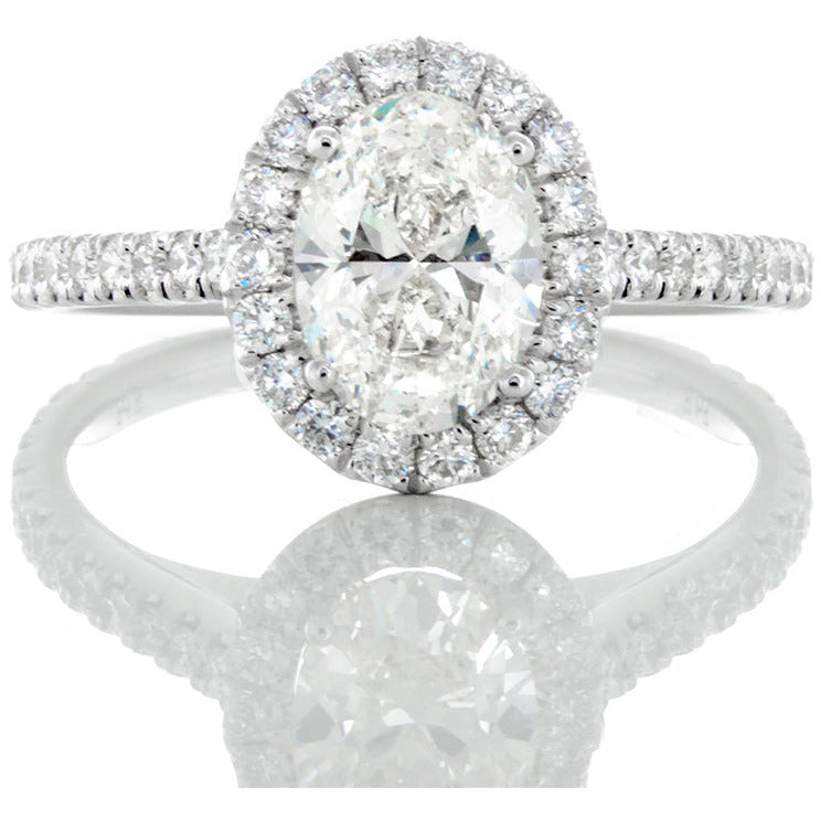 1.48ctw Lab Created Oval Solitaire Diamond Engagement Ring with Halo