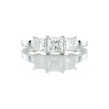 Load image into Gallery viewer, 1.50ctw Princess Cut Past Present Future Ring 14k White Gold
