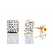 Load image into Gallery viewer, 0.33ctw 3D Micro Pave Square Diamond Studs 10kt Gold
