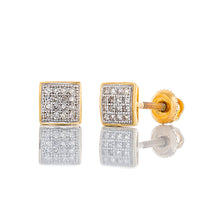 Load image into Gallery viewer, 0.10ctw Micro Pave Soft Square Diamond Studs 10k Gold
