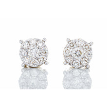 Load image into Gallery viewer, 1.00ctw Round Imperial Cluster Diamond Studs 14kt Gold
