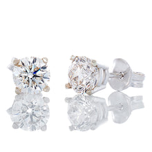 Load image into Gallery viewer, 1.02ctw Round Diamond Solitaire Studs 14k White Gold
