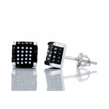 Load image into Gallery viewer, 0.33ctw 3D Micro Pave Black Diamond Studs 10kt White Gold
