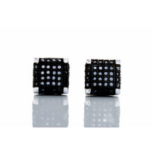 Load image into Gallery viewer, 0.33ctw 3D Micro Pave Black Diamond Studs 10kt White Gold
