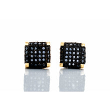 Load image into Gallery viewer, 0.33ctw 3D Micro Pave Black Diamond Studs 10kt Gold
